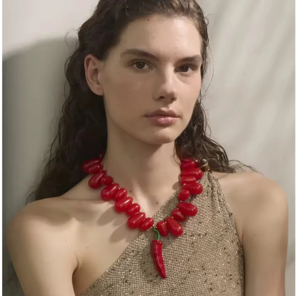 Chili Pepper Red Gold Trendy Necklace